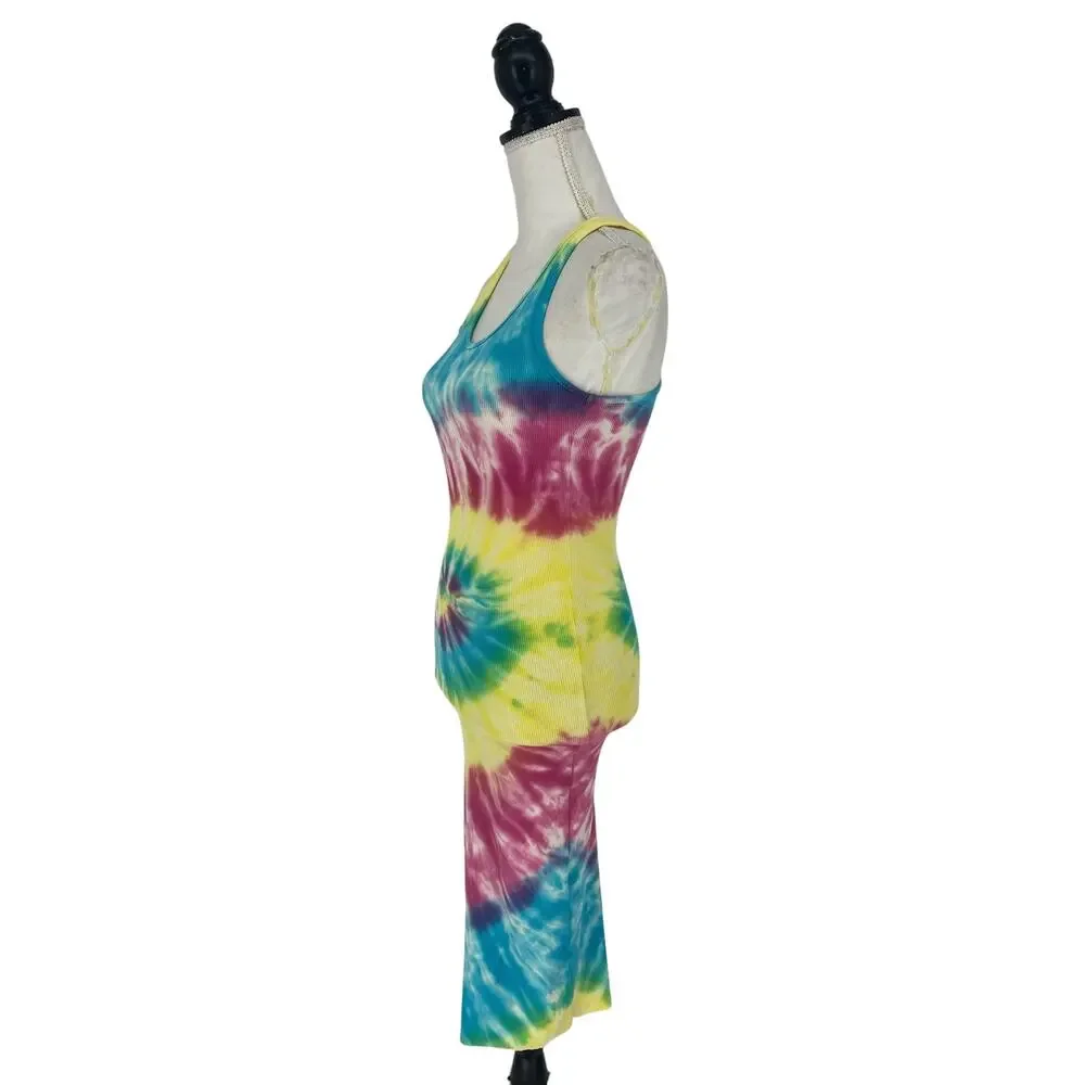 NSF Coqui Slim Racerback Tie Dye Ribbed Tank Dress Petite